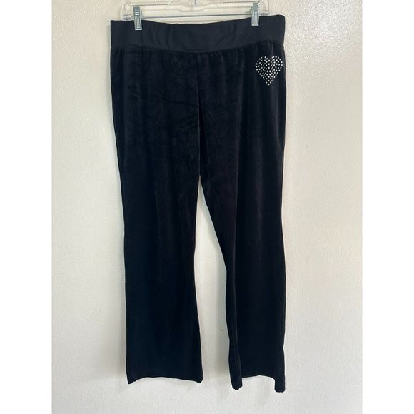 Hard Candy Juniors Velour Flared Lounge Pant with Heart Bedazzle Design Size 15 - Picture 1 of 3